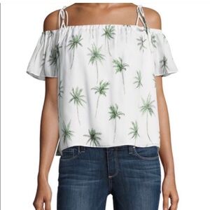 {Milly} Off The Shoulder Eden Silk Palm Tree Blouse - Womens Small - NWT